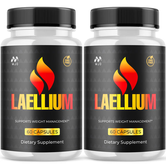 MJO Laellium pills bottle front showing branding and natural formula for daily energy support