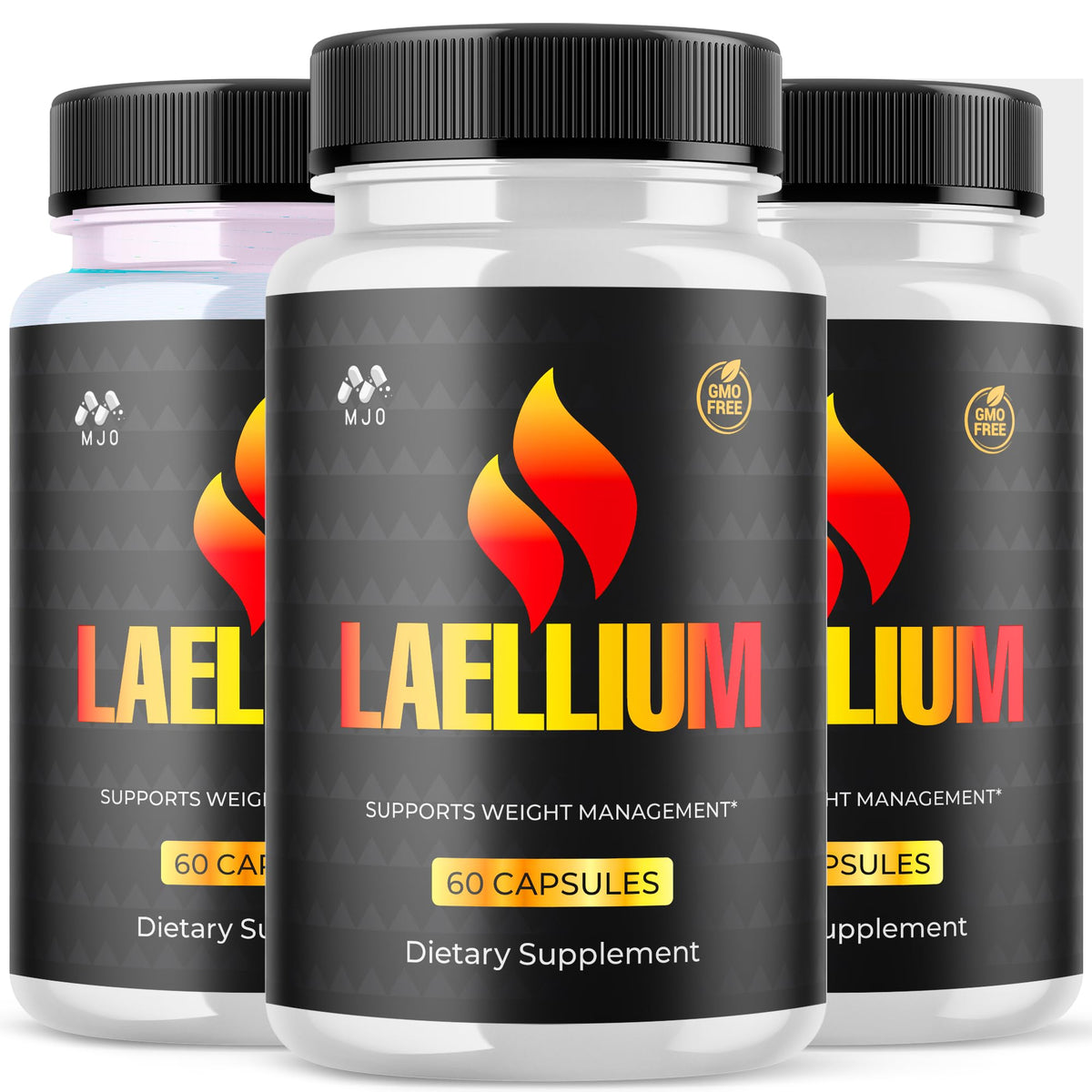 MJO Laellium Pills bottle displayed for daily energy and wellness use