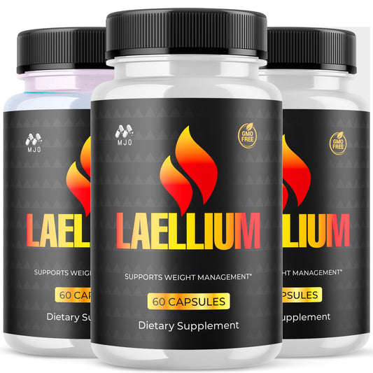 MJO Laellium Pills bottle displayed for daily energy and wellness use