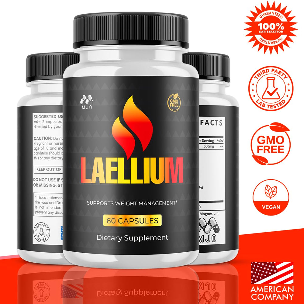 Close-up of Laellium Pills capsules highlighting natural ingredients