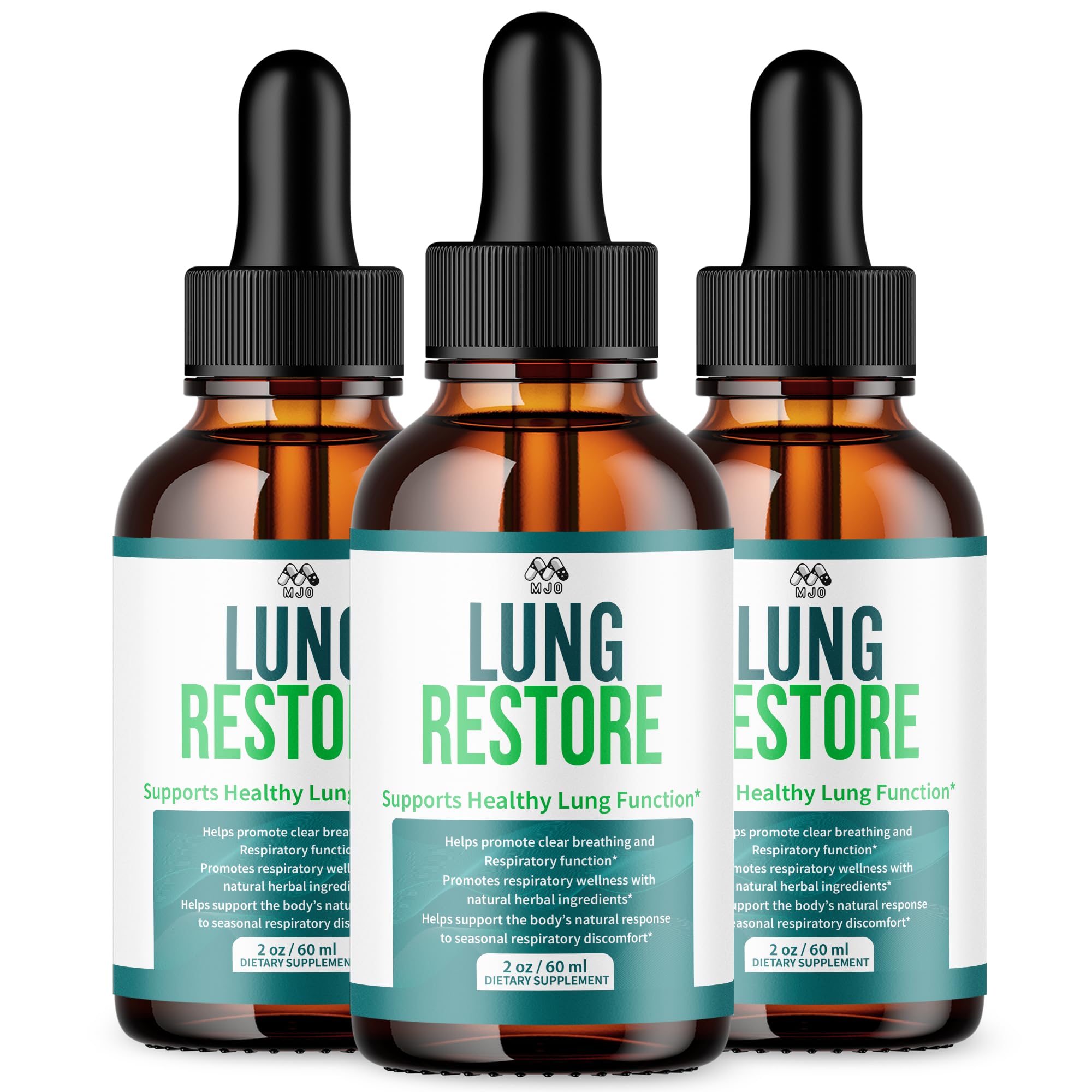 MJO Lung Restore Drops bottle on display, supports daily wellness as part of your routine.