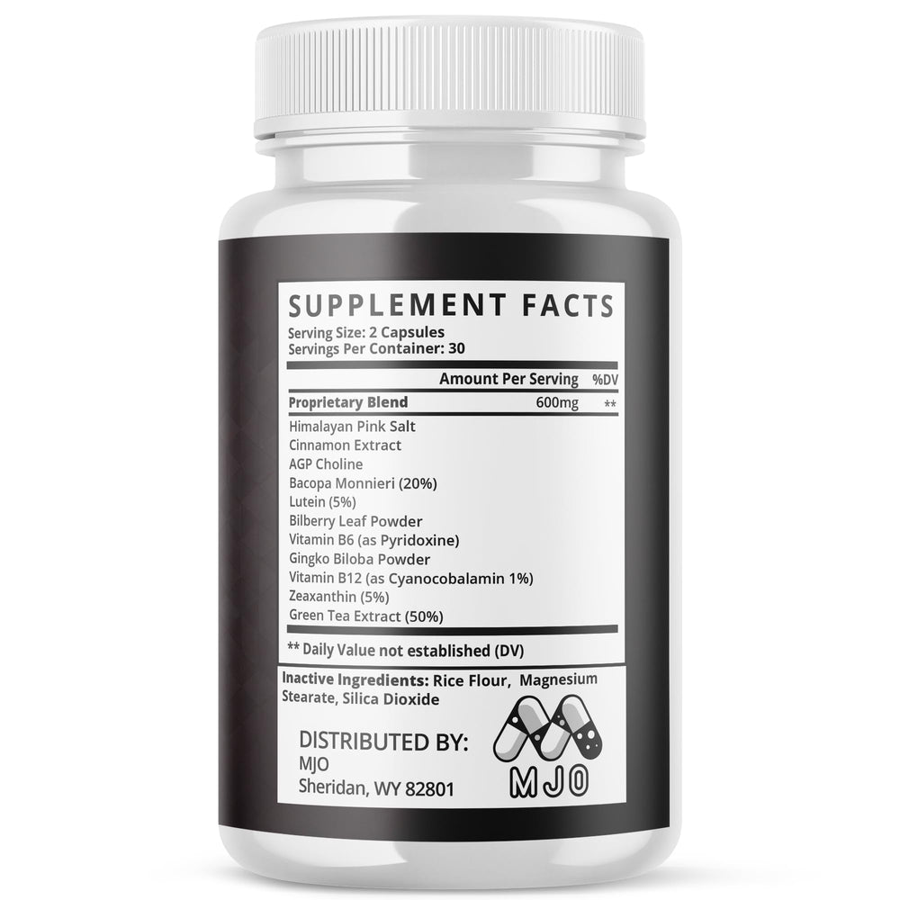 Label detail on MJO Mahgryn dietary supplement bottle for informed daily use
