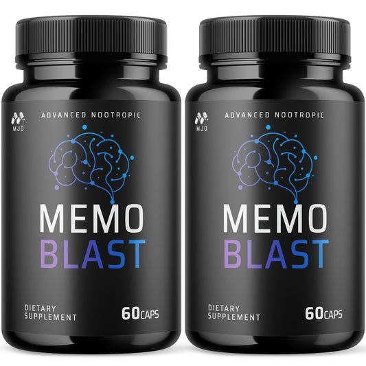 MJO Memo Blast bottle front for daily wellness.