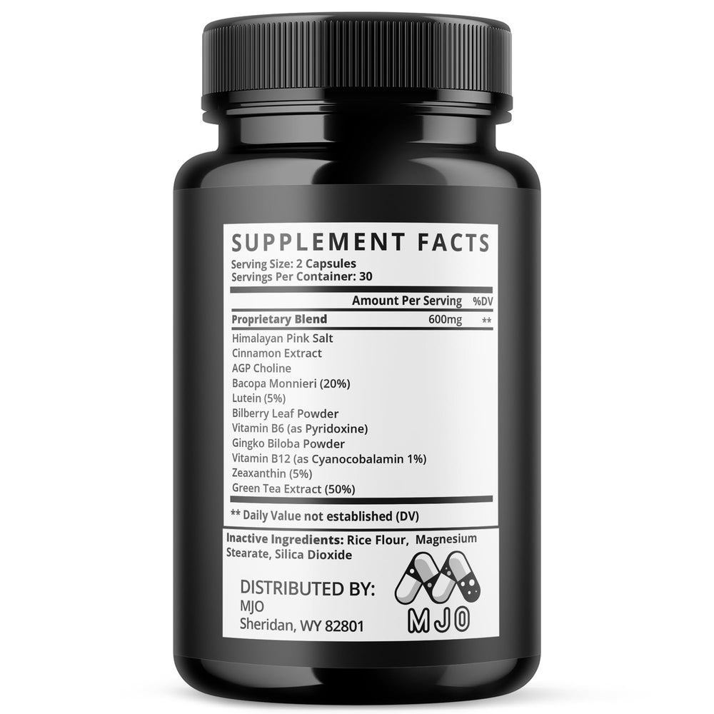 Memo Blast capsules lined up for easy daily dosage.