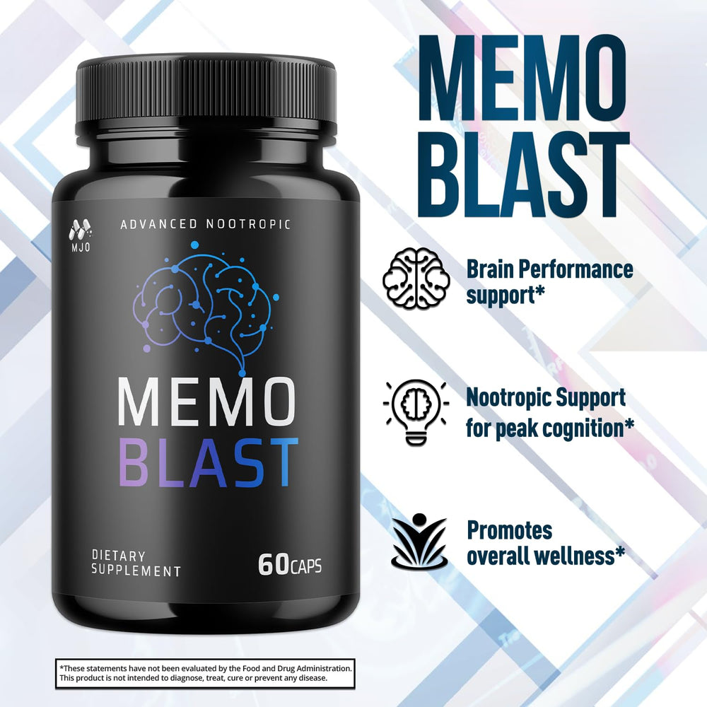 Memo Blast label detail highlighting premium vitamins.