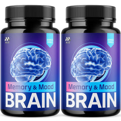 MJO Memory and Mood Brain Capsules bottle for daily focus and wellness routine.