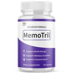 MJO Memotril capsules bottle front view, supporting daily brain wellness.
