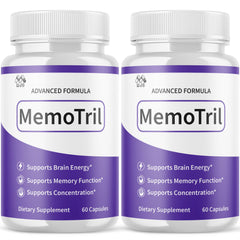 MJO Memotril capsules bottle front for daily brain wellness.
