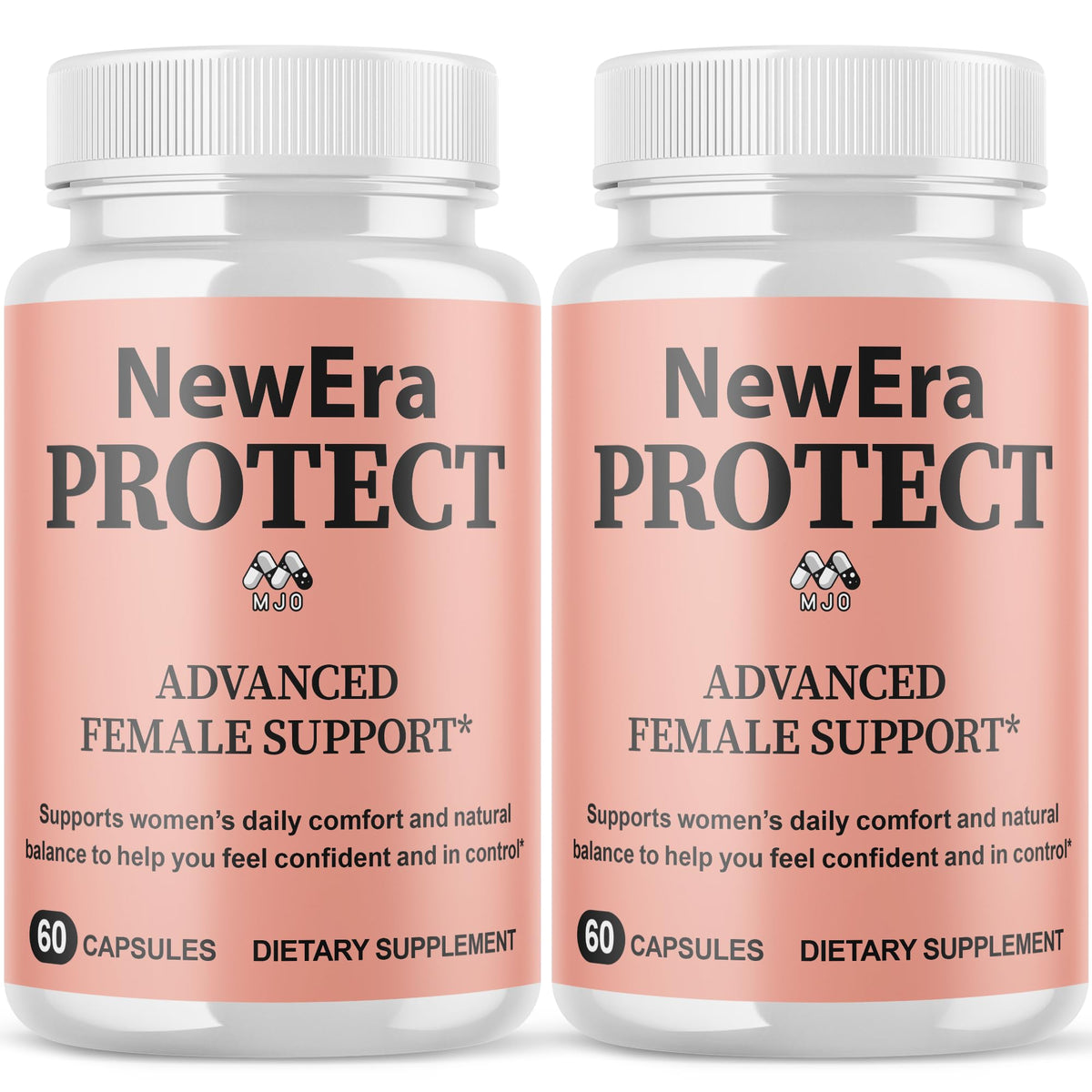 MJO New Era Protect bottle front showing all-natural wellness support