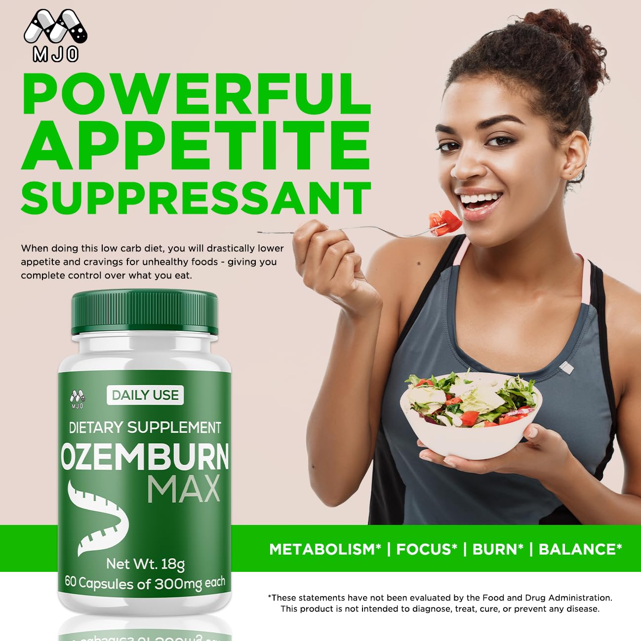 MJO Ozemburn Max ingredients list highlights natural compounds for energy.