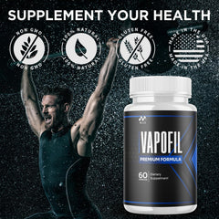 MJO Vapofil gluten-free seal signals suitability for gluten-sensitive diets.