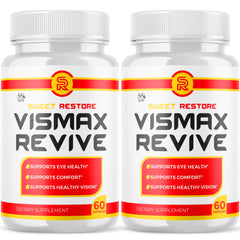 MJO Vismax Revive bottle front showing gluten-free, all-natural vision support.