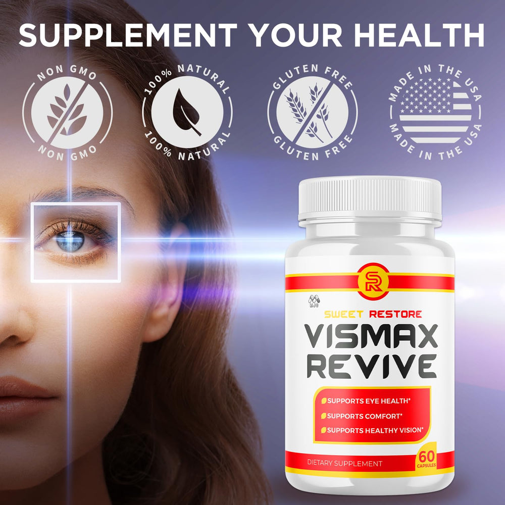 MJO Vismax Revive ingredients display featuring natural vitamins and extracts.