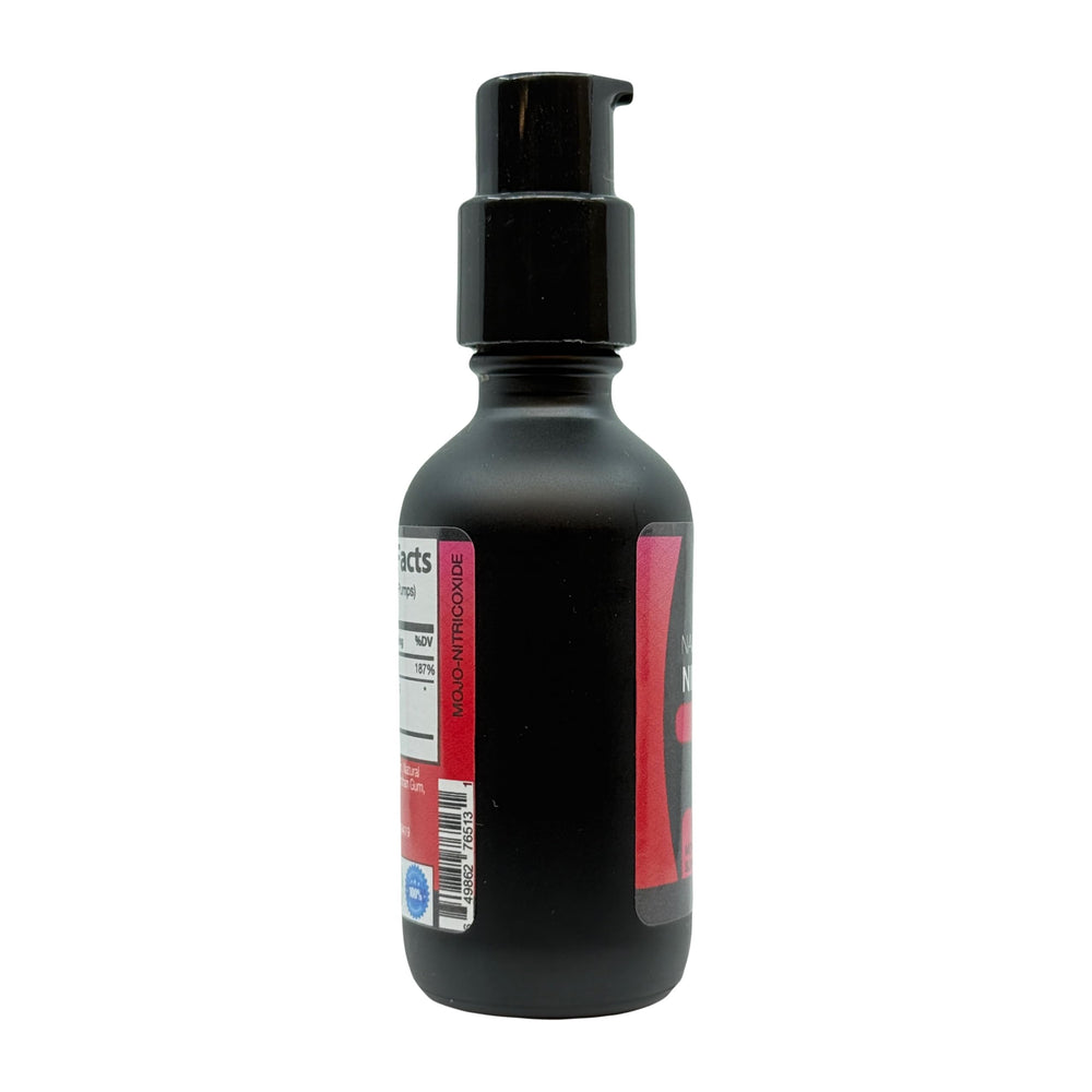 MOJObody Nano Nitric Oxide packaging conveys GMP standards and quality commitment.