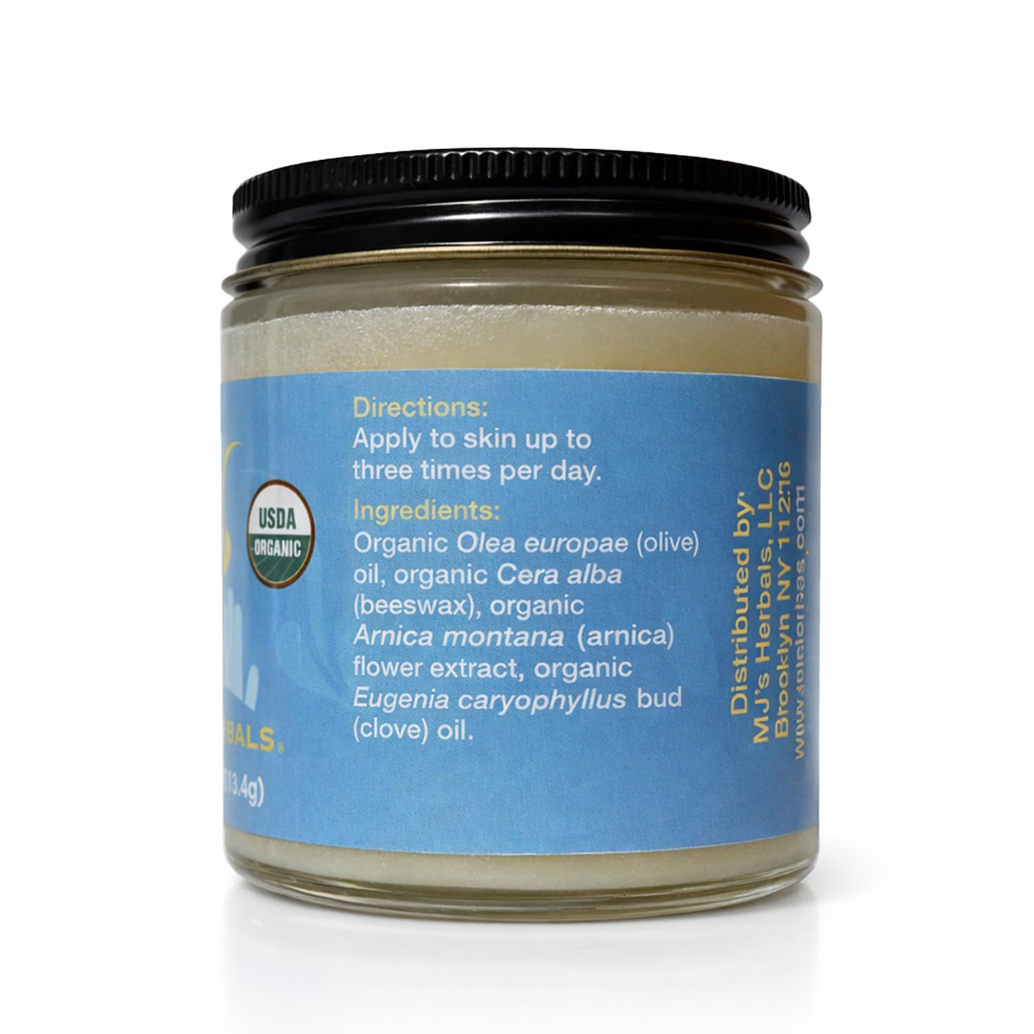 MJ's Herbals handmade herbal formulation shown with natural ingredients
