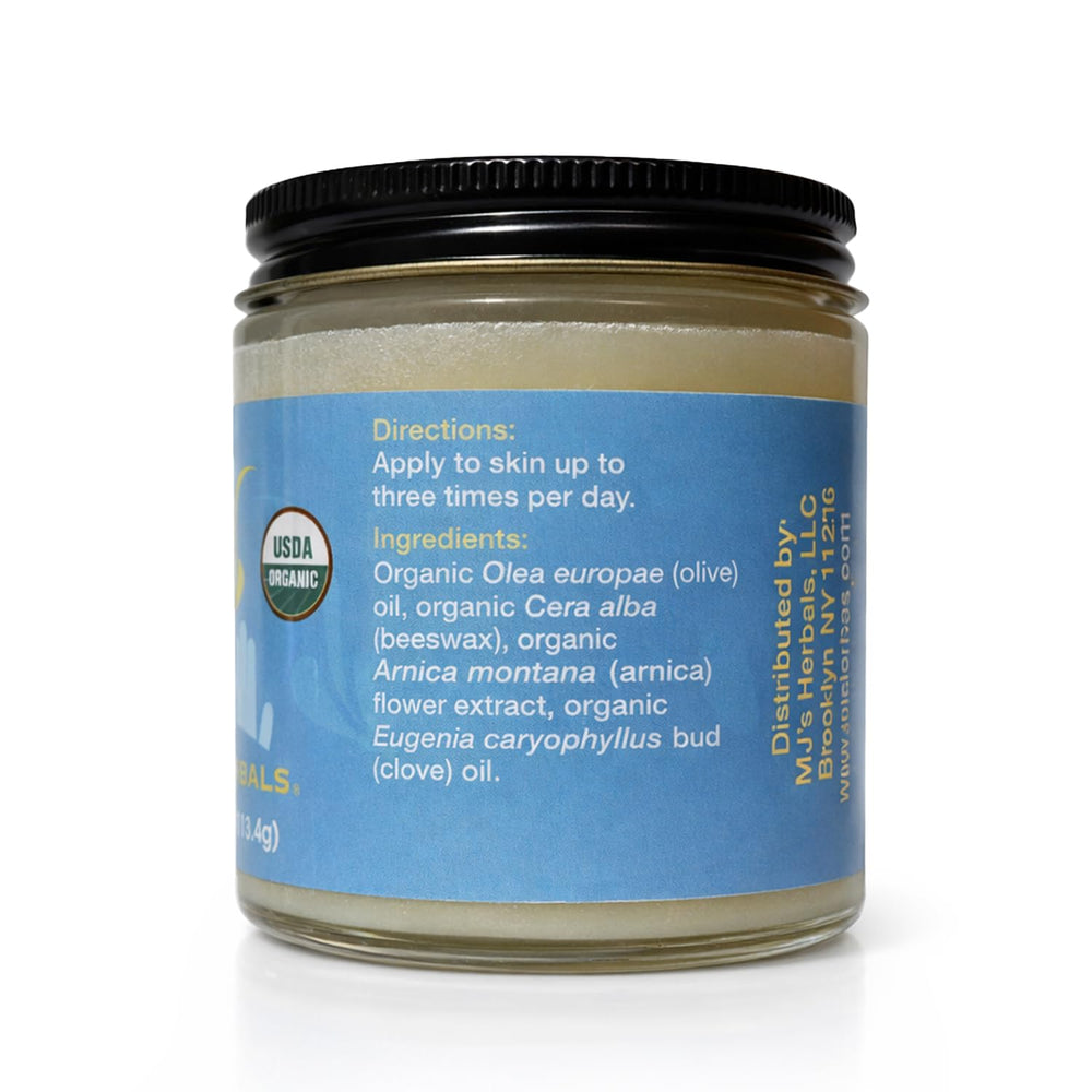 MJ's Herbals handmade herbal formulation shown with natural ingredients