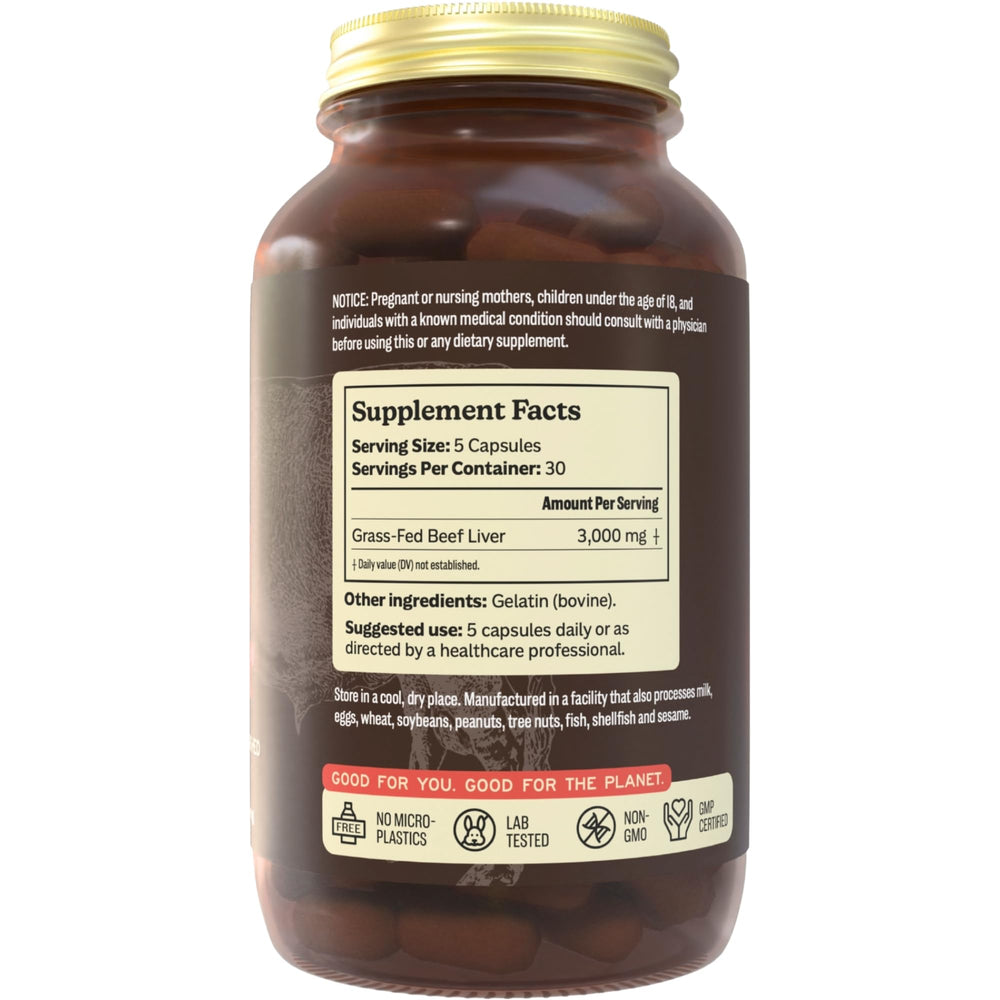 MK Supplements Grass Fed Beef Liver capsules for daily wellness routine