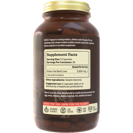 MK Supplements Grass Fed Beef Liver capsules for daily wellness routine