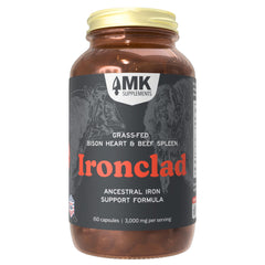MK Supplements Ironclad bottle front view highlighting natural iron support