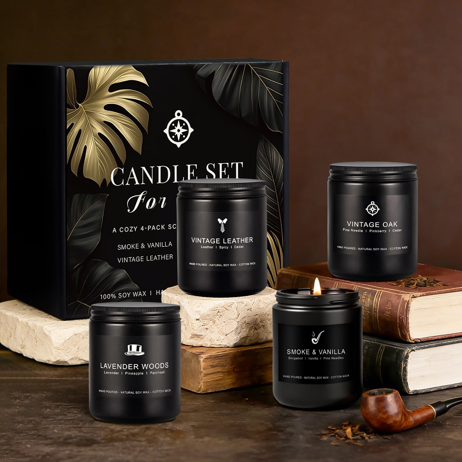 MKCLDE candles on a home office desk setup for focus