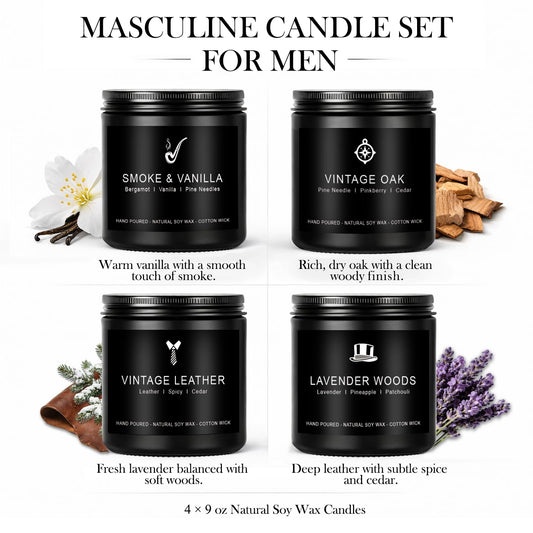 MKCLDE candle set enhancing a man cave ambience