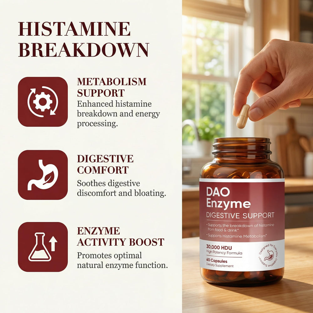 MKSUVGQ DAO bottle cap close-up underscoring daily enzyme use.