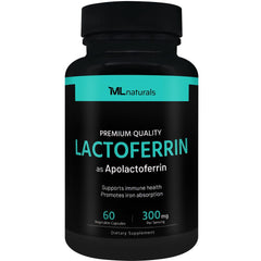 ML Naturals Lactoferrin 300mg capsules for immune support.