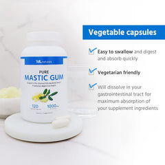 ML Naturals Mastic Gum 1000mg USA-made production badge for quality control.