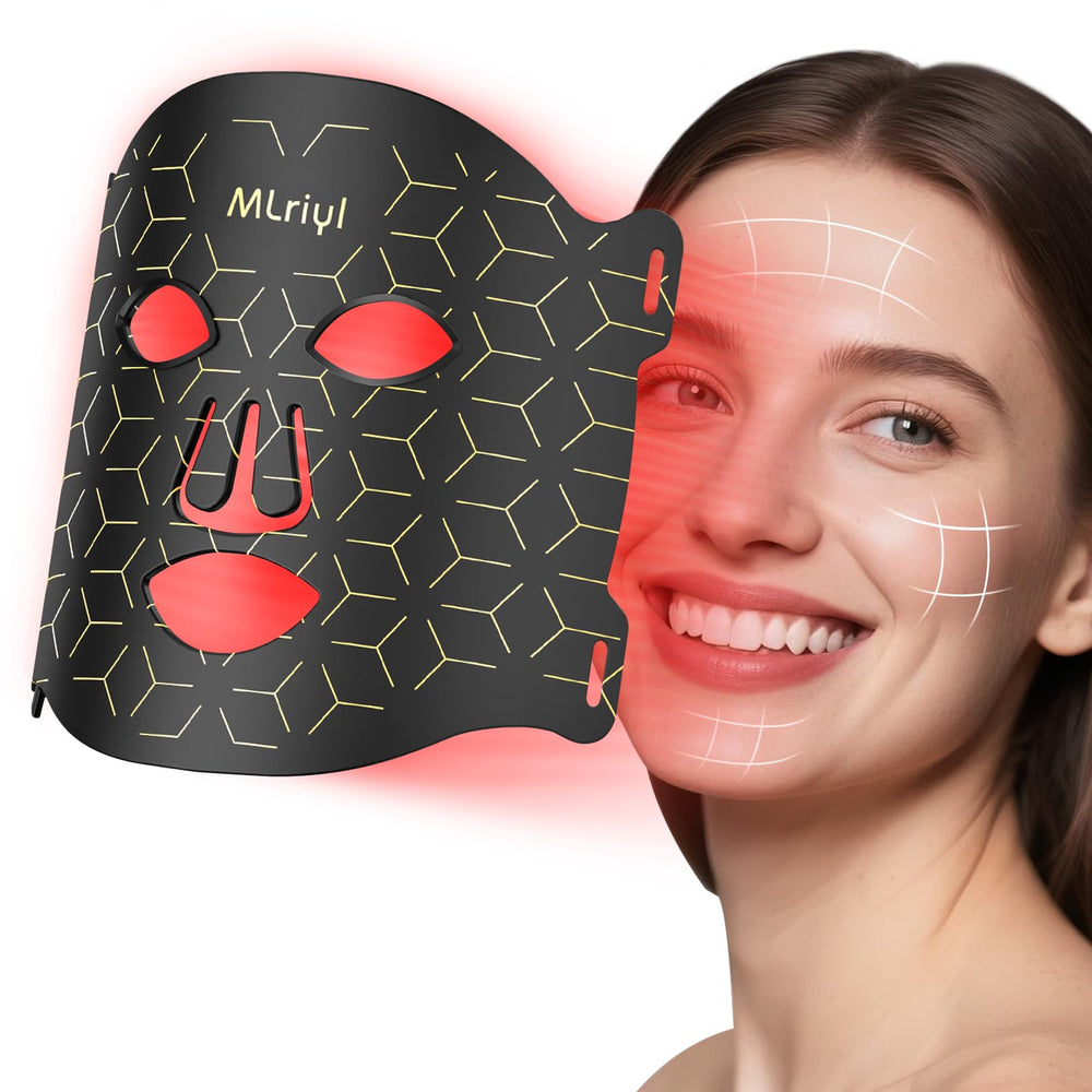 MLriyl Red Light Therapy Mask front view highlighting compact home-use design