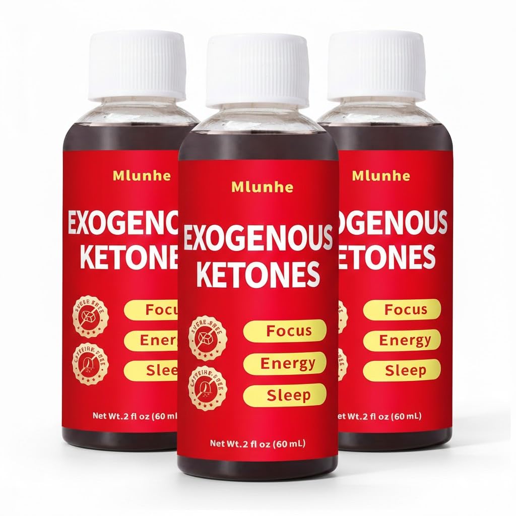Mlunhe Exogenous Ketones bottle shows 10g ketones for steady energy.