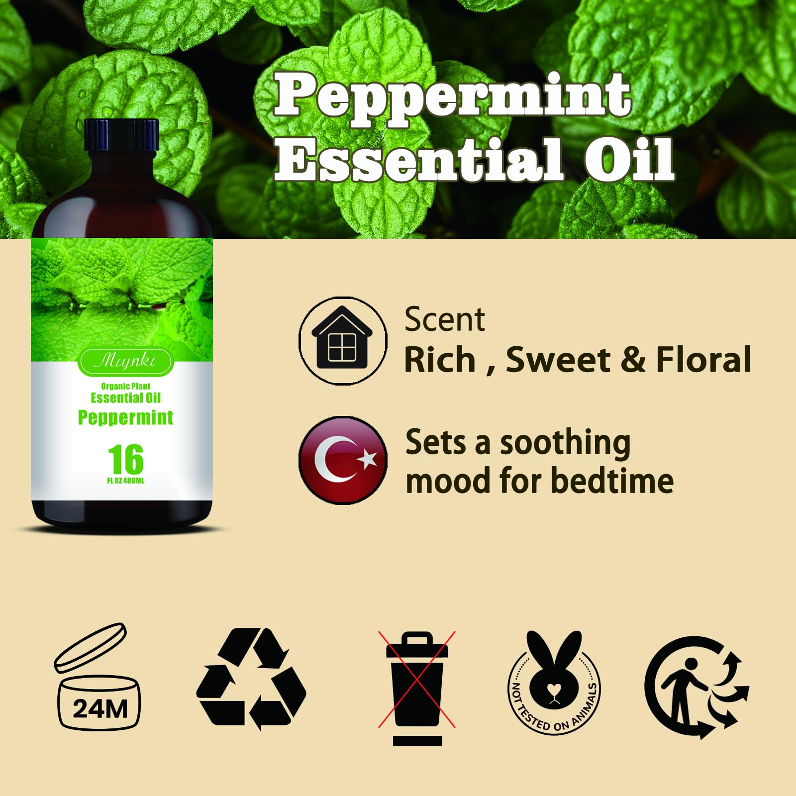 MLYNKL Peppermint essential oil for car scent and mood lift.
