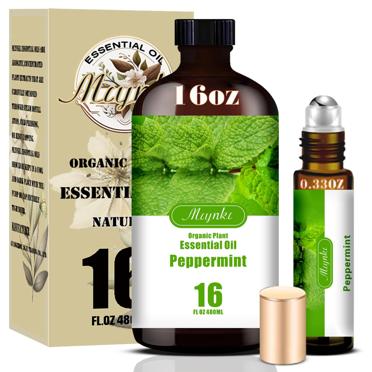 MLYNKL Peppermint Essential Oil pour in diffuser bottle for a fresh aroma.