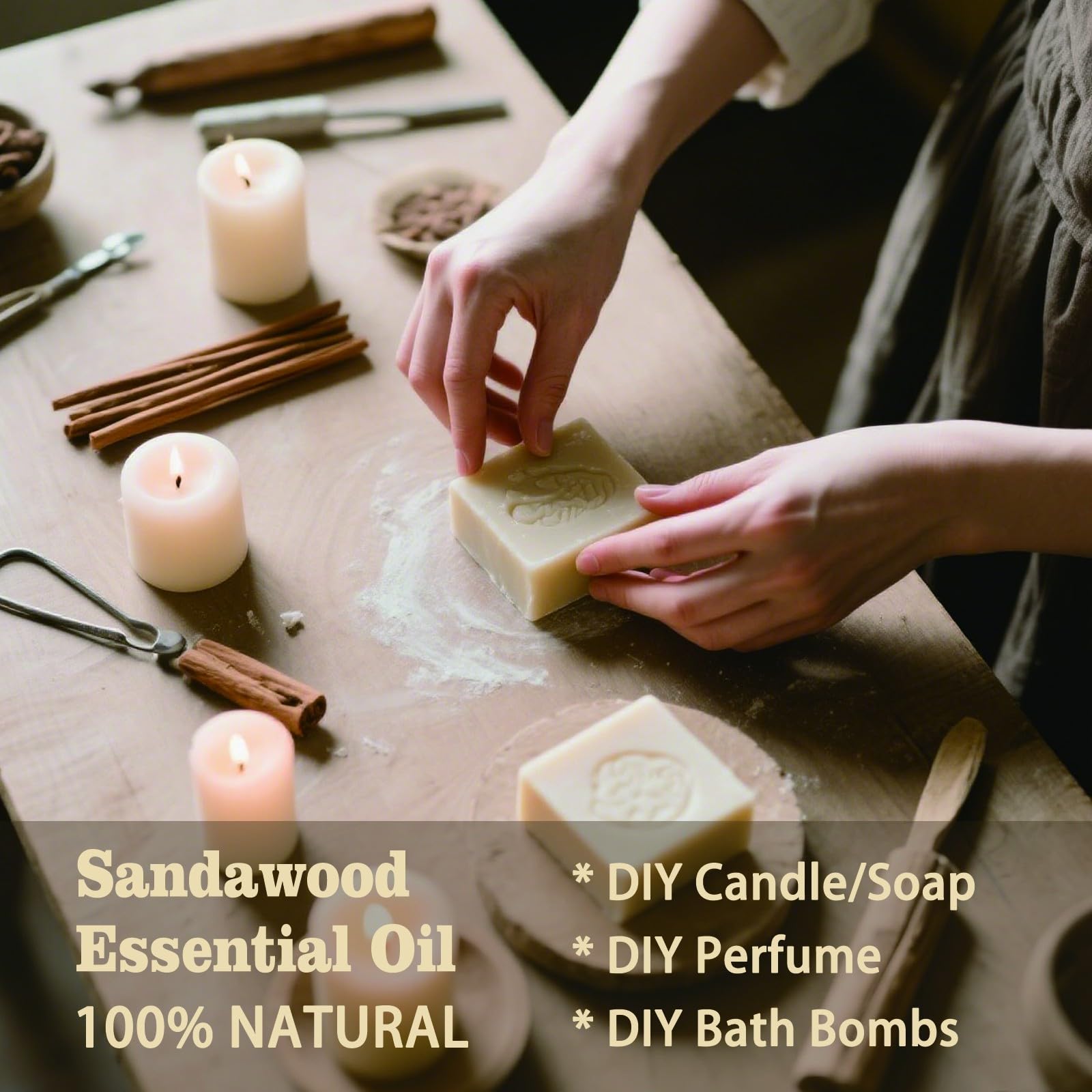 Mlynkl sandalwood essential oil for personalized perfume blends.