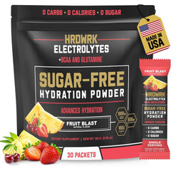 MMA Nutrition HRDWRK electrolyte packets front view for quick on-the-go hydration.