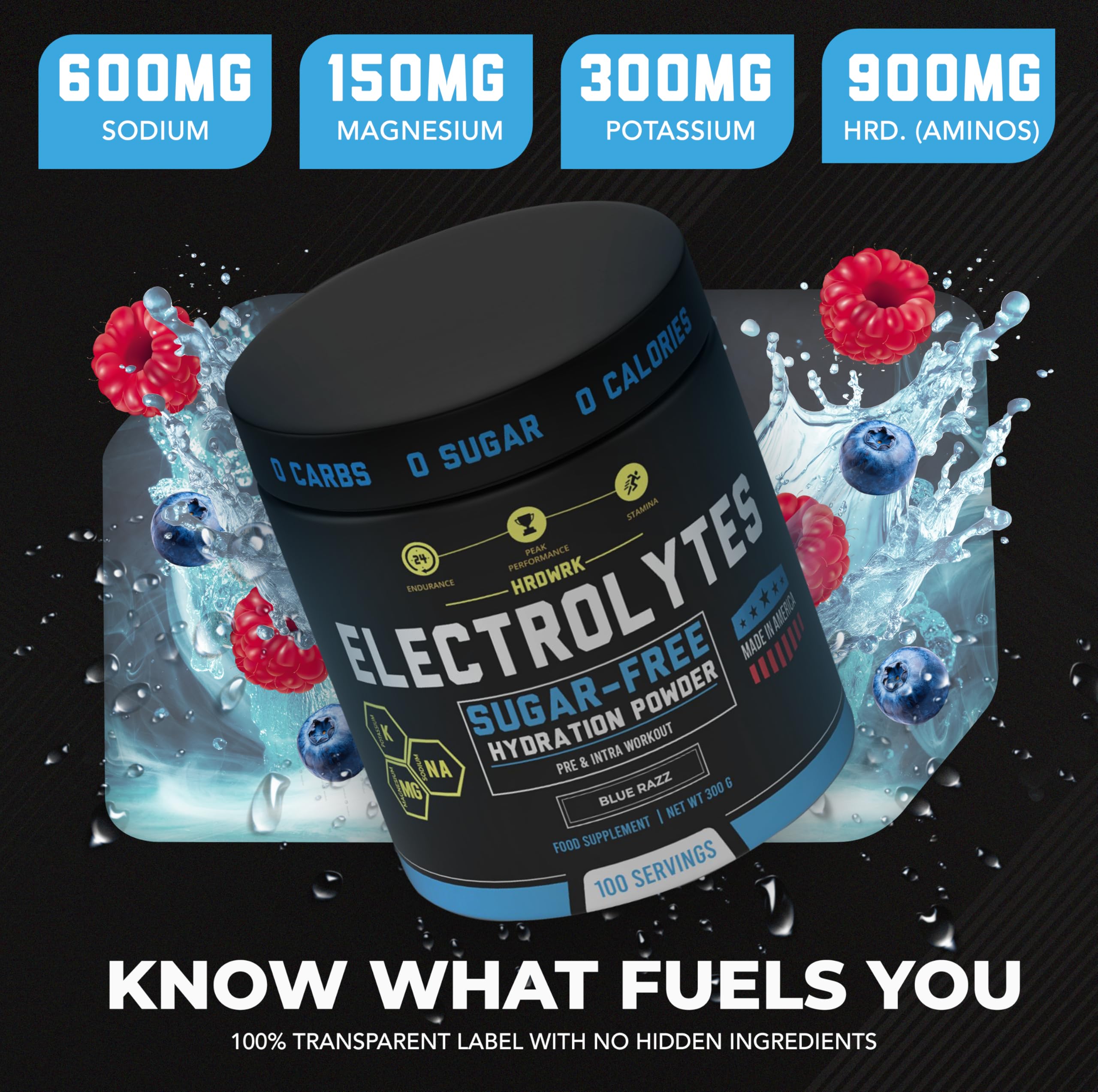 MMA Nutrition HRDWRK electrolytes powder scoop dissolving in water for quick hydration