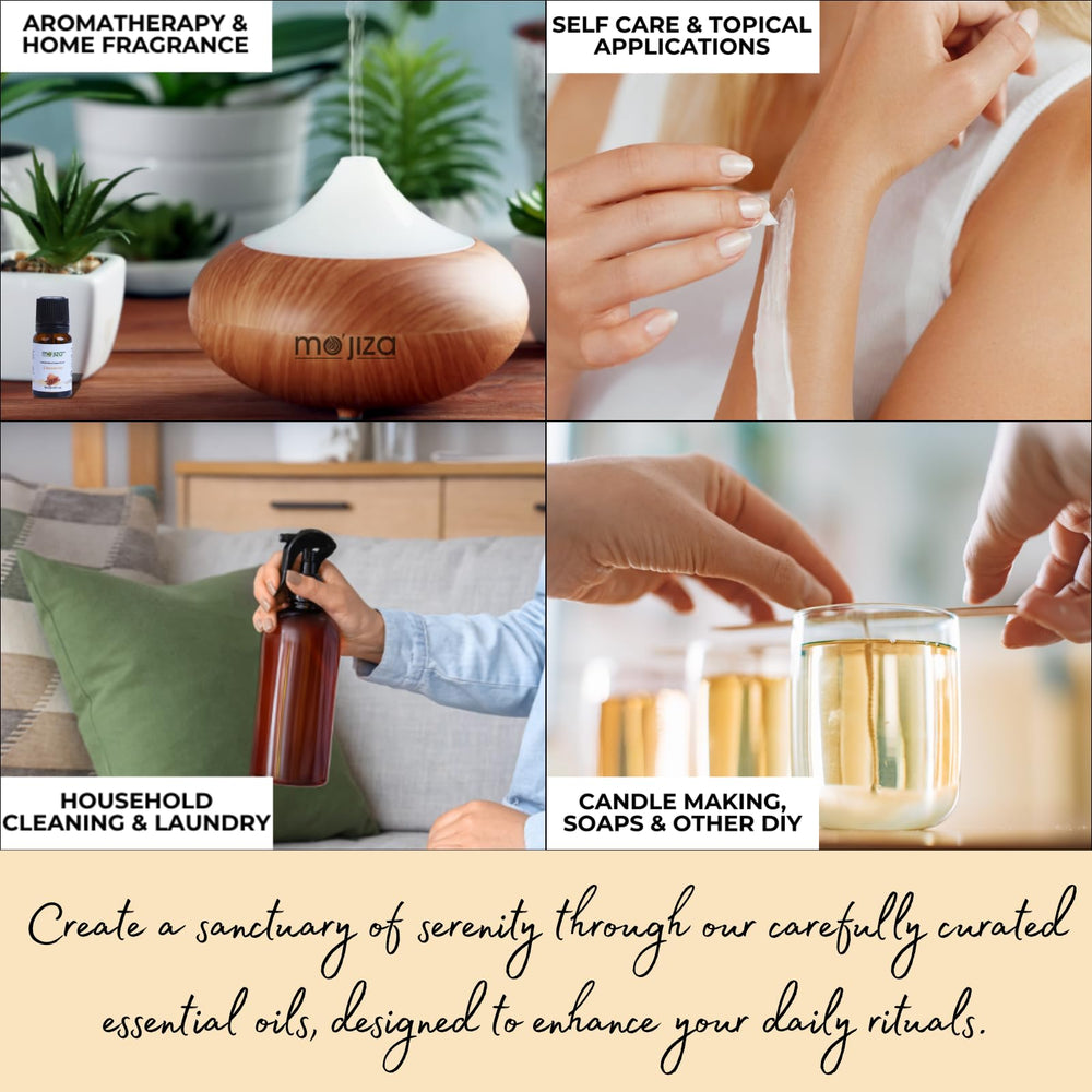 MO'JIZA blends for skincare and haircare applications at home.