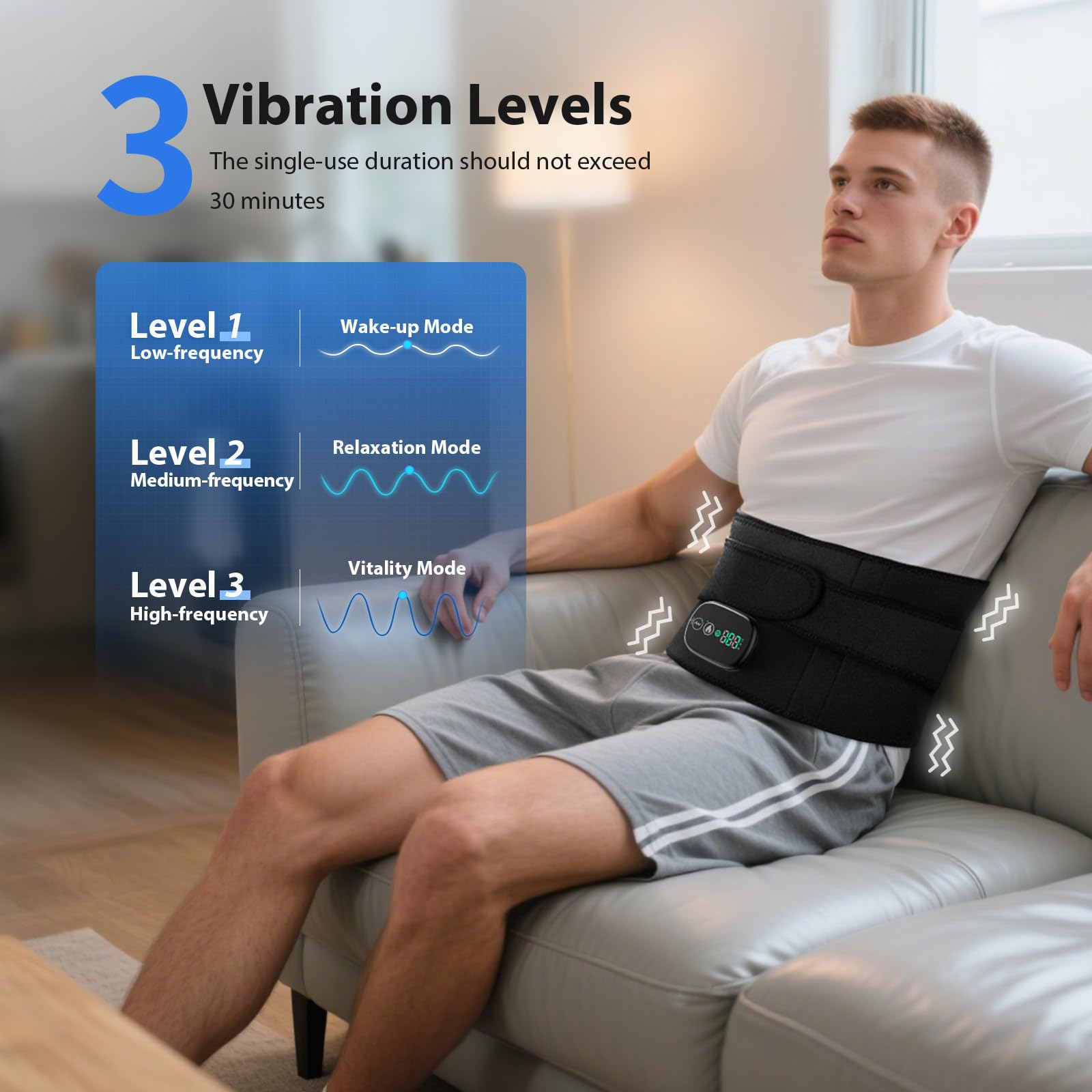 MoAcey lower back massager heat abdomen use helps soothing warmth for core comfort