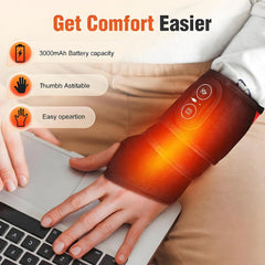 MOAJAZA cordless wrist heating pad powered by built-in battery for travel warmth.