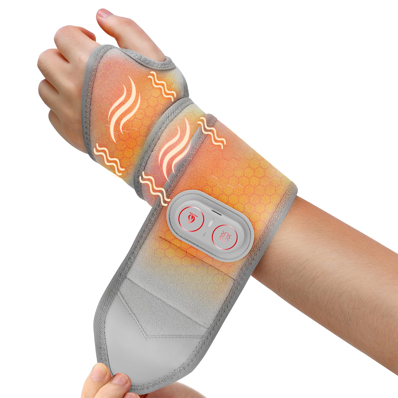 MOAJAZA cordless wrist heating pad for on-the-go relief at work.