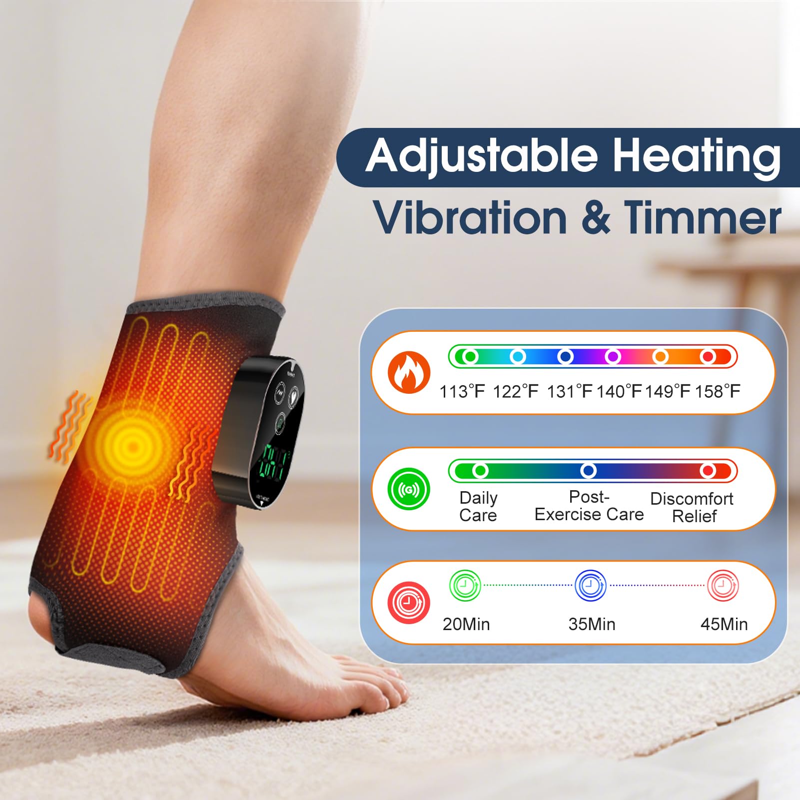MOAJAZA device showing heat settings to customize comfort.
