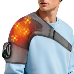 MOAJAZA Shoulder Heating Pad shows cordless use for convenient on-the-go relief