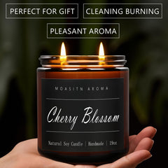 MOASITN Cherry Blossom candle burn time view highlighting long-lasting fragrance