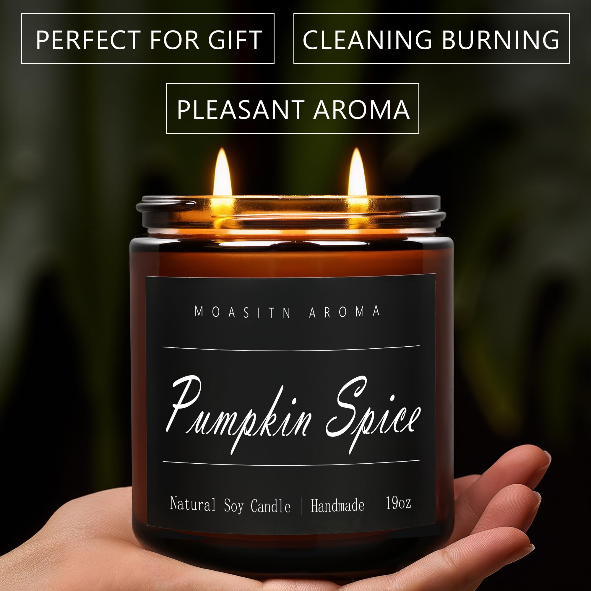 MOASITN two-wick candle inside jar for even burn and enhanced diffusion