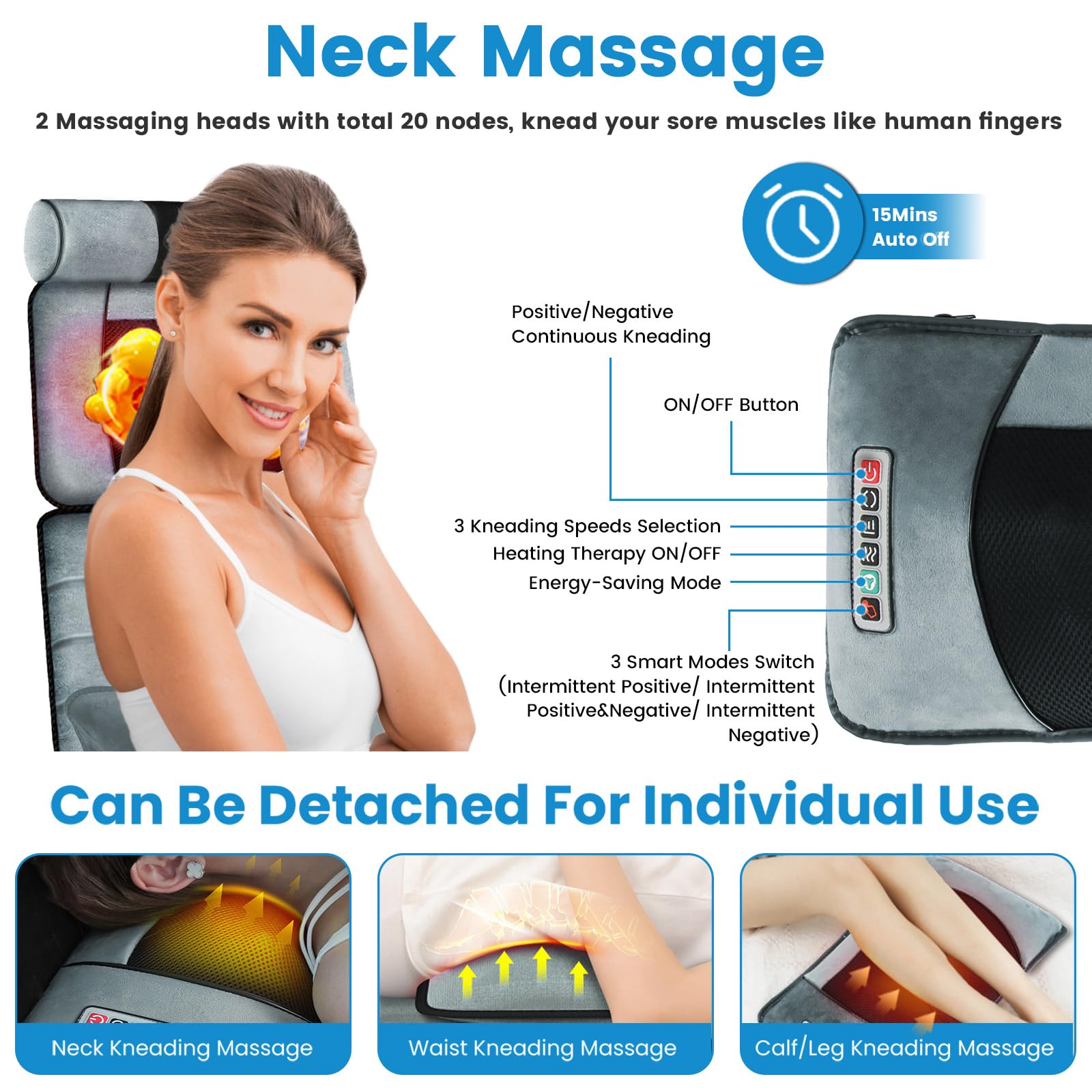 Moclever lumbar heating target soothes tense lower back muscles.
