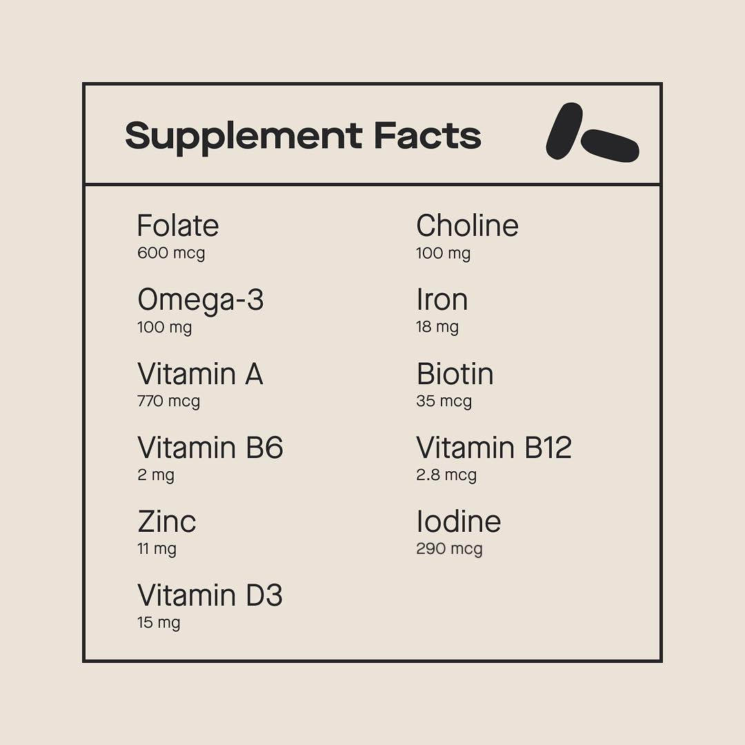 Modern Fertility Prenatal Multivitamin bottle pouring capsules for easy daily use.