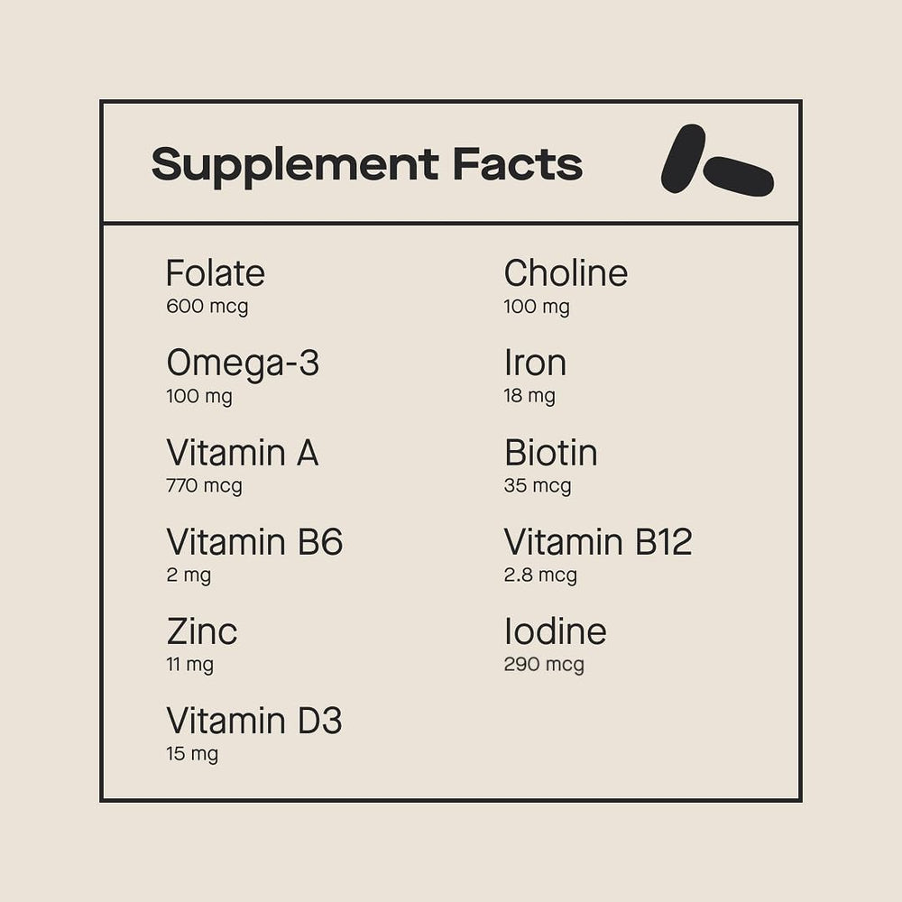 Modern Fertility Prenatal Multivitamin bottle pouring capsules for easy daily use.