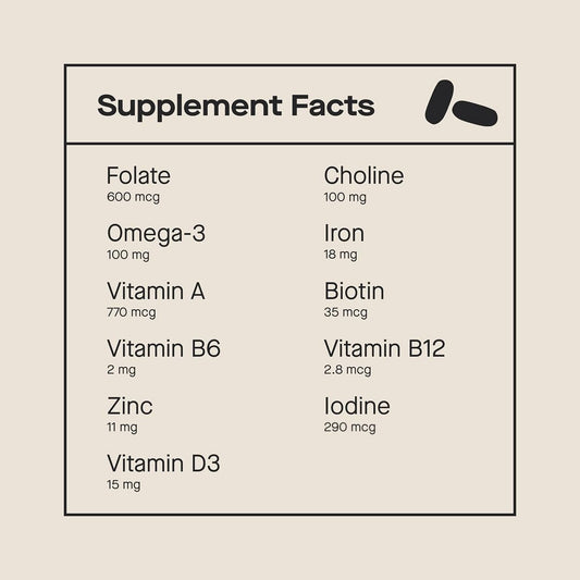 Modern Fertility Prenatal Multivitamin bottle pouring capsules for easy daily use.
