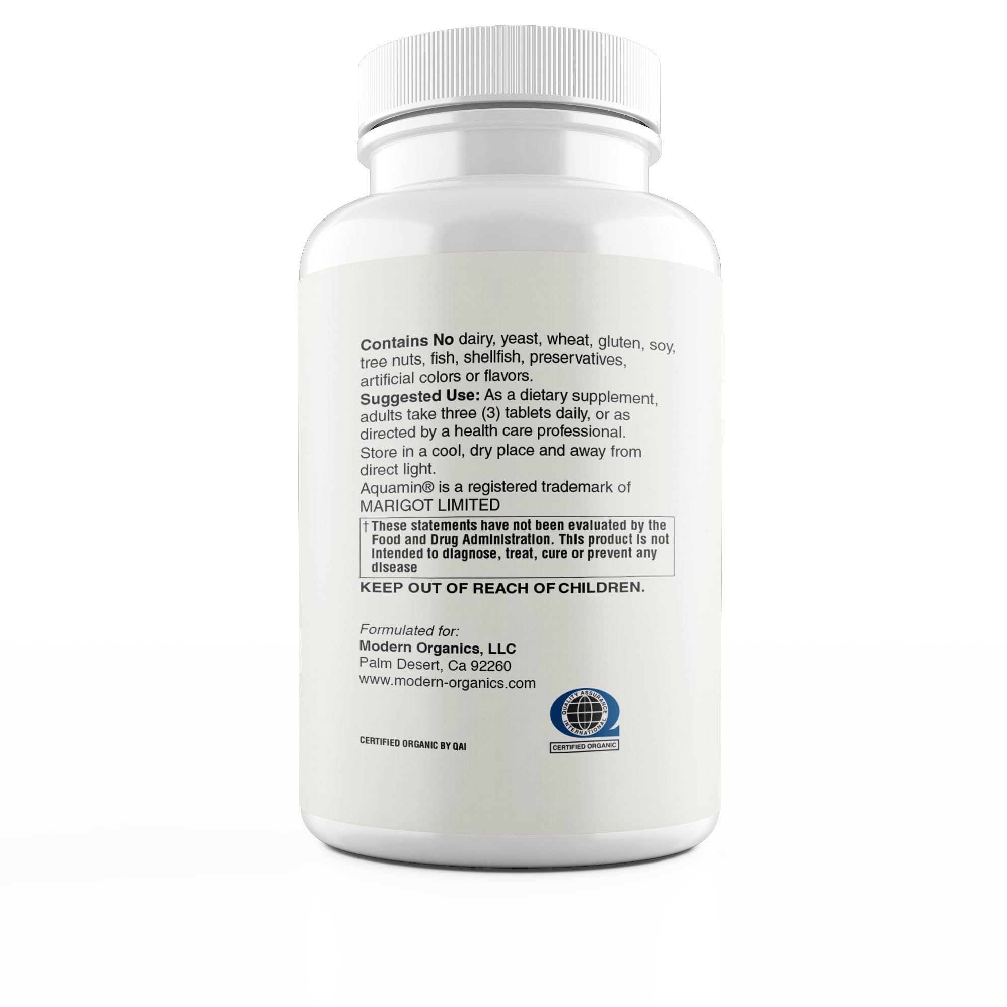 Modern Organics Plant Calcium packaging front highlighting organic algae formula