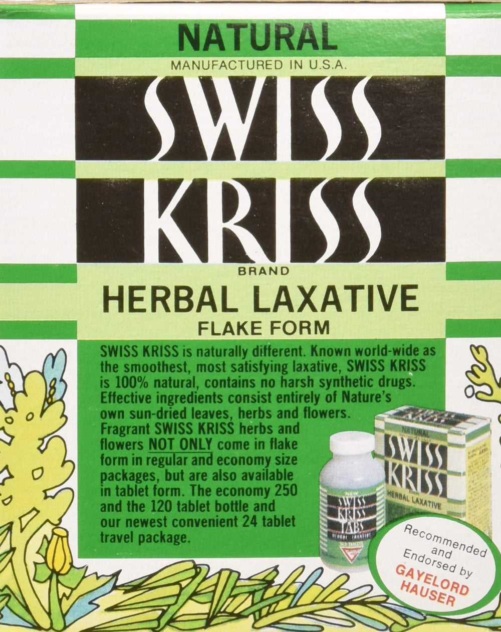 Swiss Kriss flakes close-up revealing senna and papaya blend for gentle relief