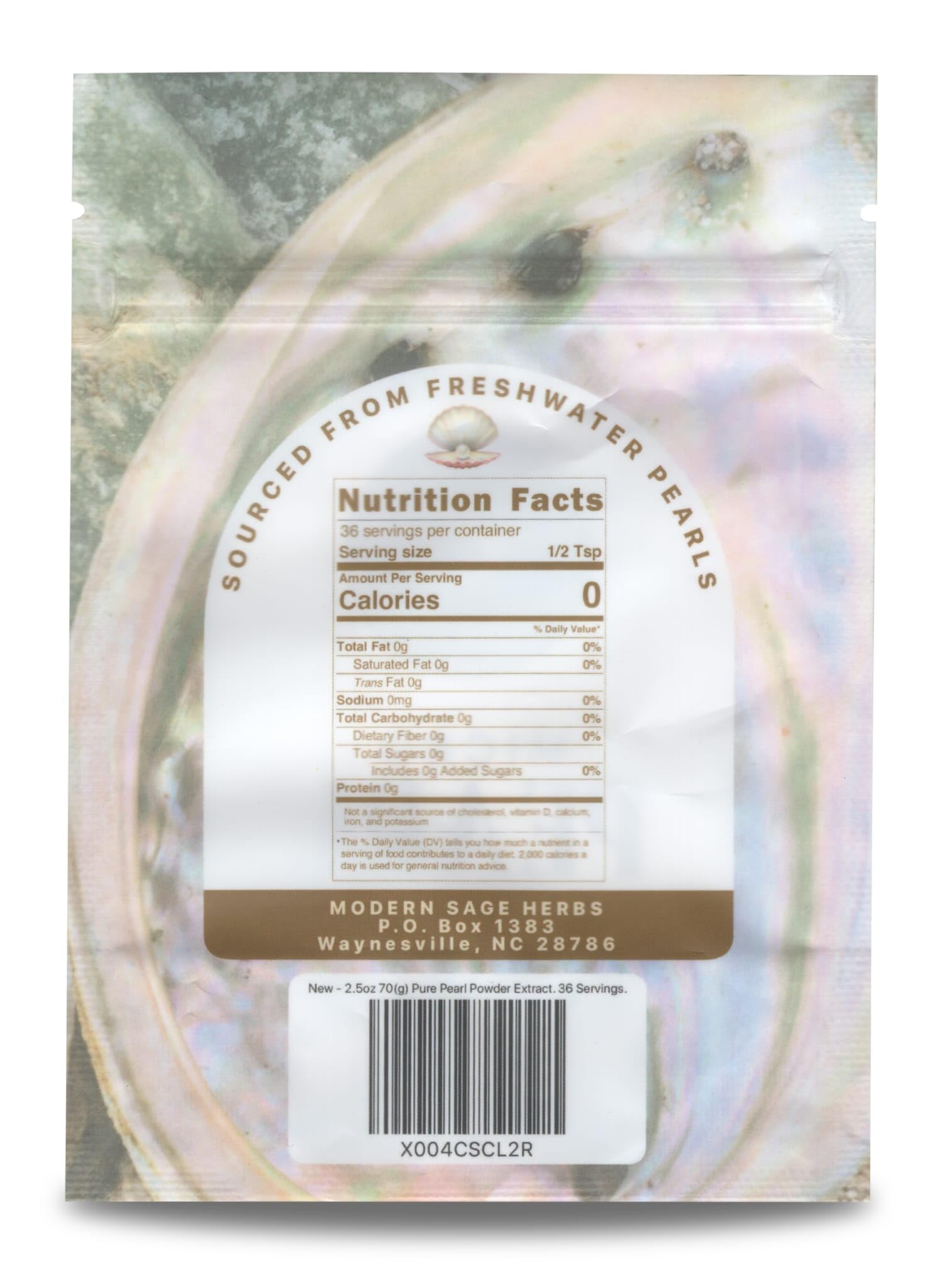 Pearl Powder scoop highlighting concentrated 10:1 extract for easy dosing